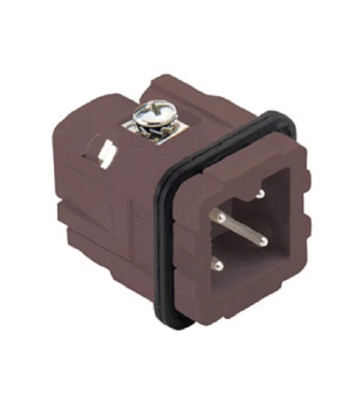 male insert, size 21.21, 3p+PE, silver, screw, 10A, 230/400V, 180°C