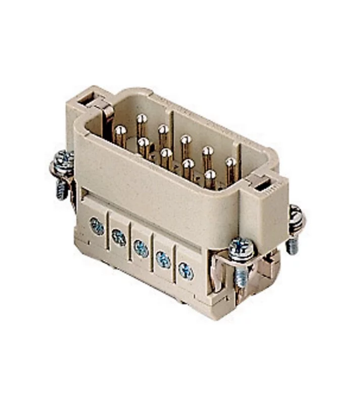 male insert, size 49.16, 10p+PE, silver, screw, 16A, 250V