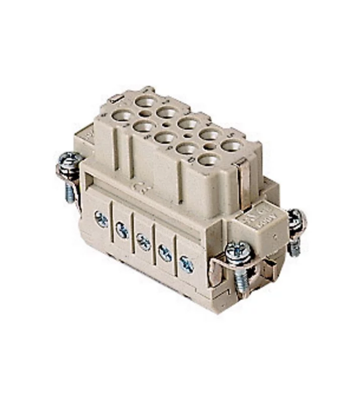 female insert, size 49.16, 10p+PE, silver, screw, 16A, 250V