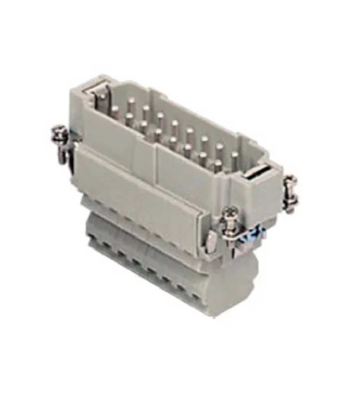 male insert, size 77.27, 16p+PE, silver, 2x spring, 16A, 500V