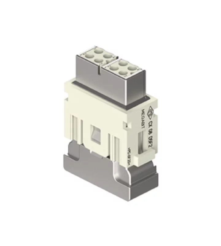 female insert, MIXO, 1MU, 8p, crimp, 10A, 50V, megabit, double cable entry