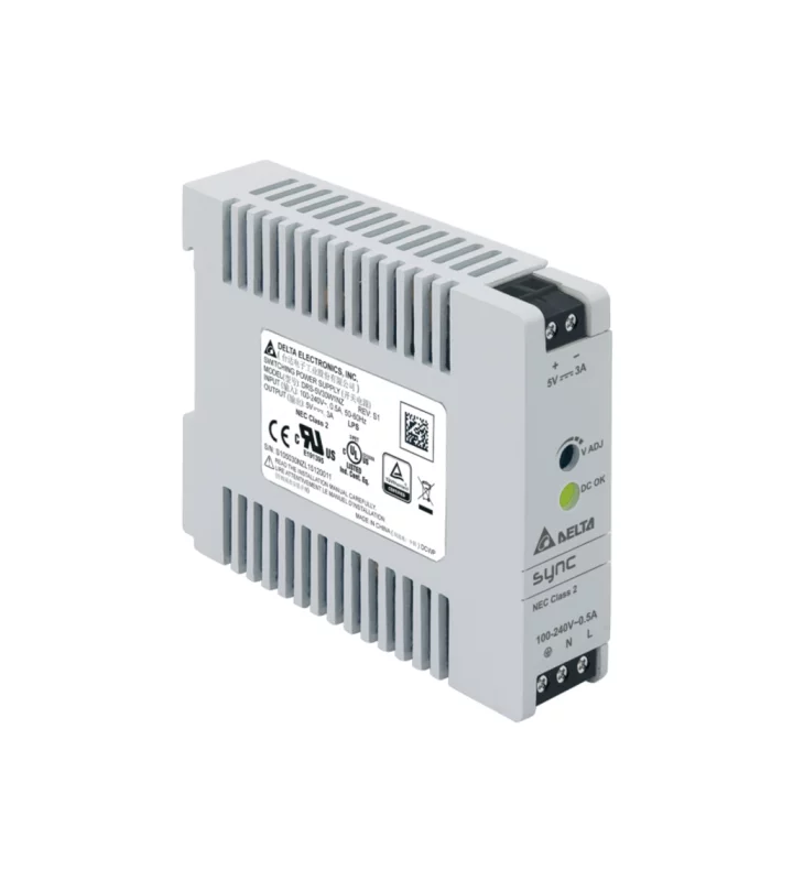 Power Supply, 1Ph, 15W, DIN Rail, AC/DC, 5 Vdc, 3 A