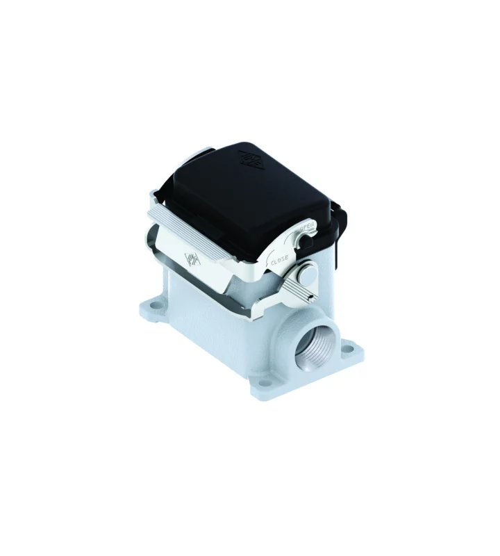 surface mount. hous., high, size 44.27, V-TYPE alu, 1 lever stainl. steel, 1xM25 side, spring cover