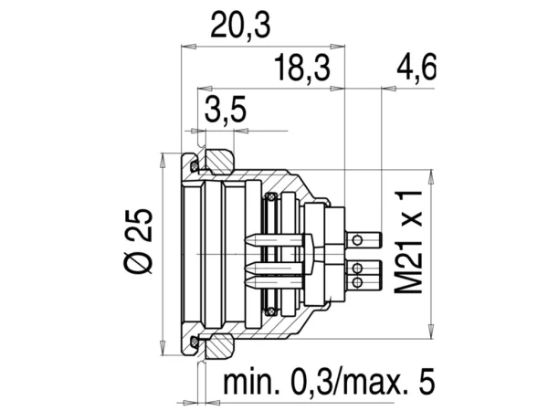 Male panel mount connector