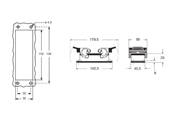 bulkhead mounting housing, size 104.27, E-Xtreme alu, 2 levers