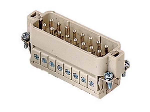 male insert, size 66.16, 16p+PE, silver, screw, 16A, 250V