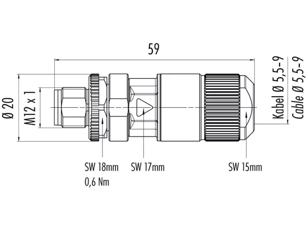 Male cable connector