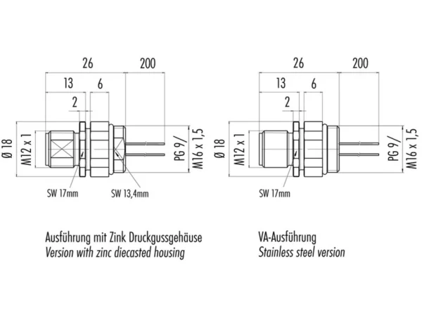 Male panel mount connector