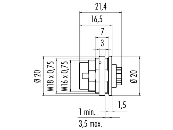 Male panel mount connector