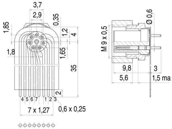 Female panel mount connector