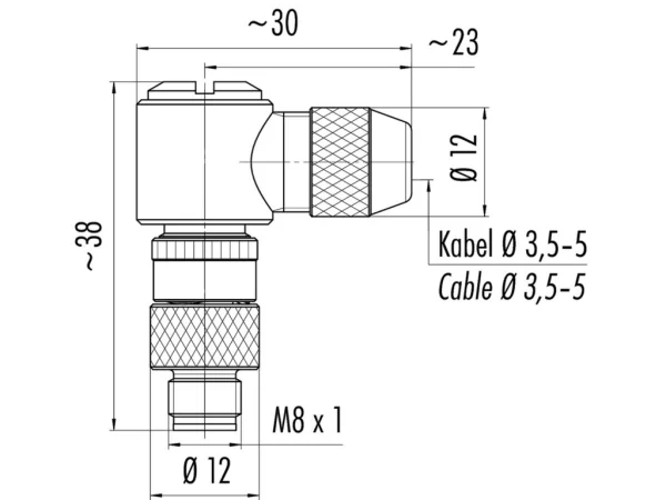 Male angled connector