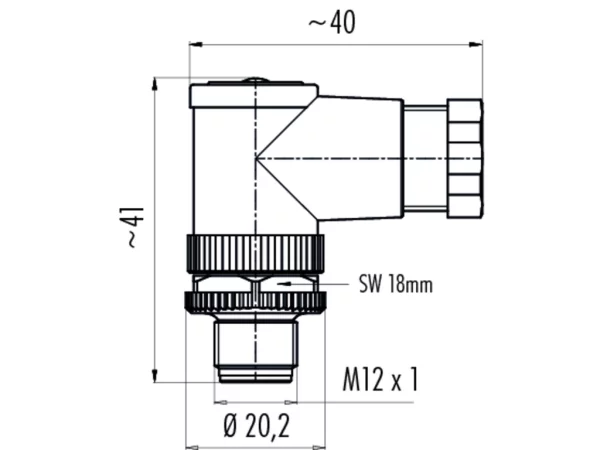 Male angled connector
