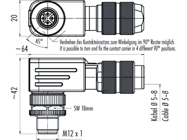 Male angled connector