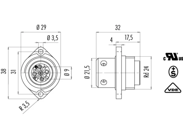 Male panel mount connector