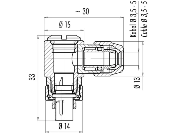 Male angled connector
