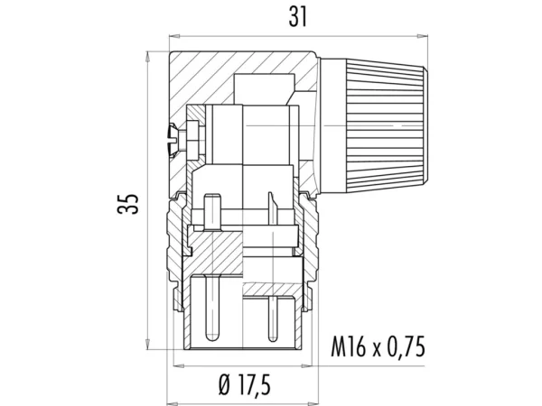 Male angled connector