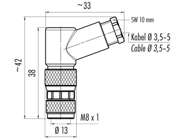 Female angled connector