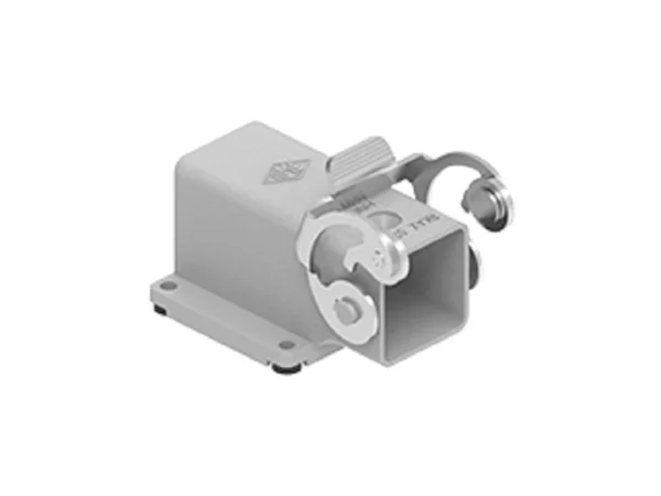 bulkhead mounting housing, angled, size 21.21, HNM alu, 1 lever stainless steel, large cable gland