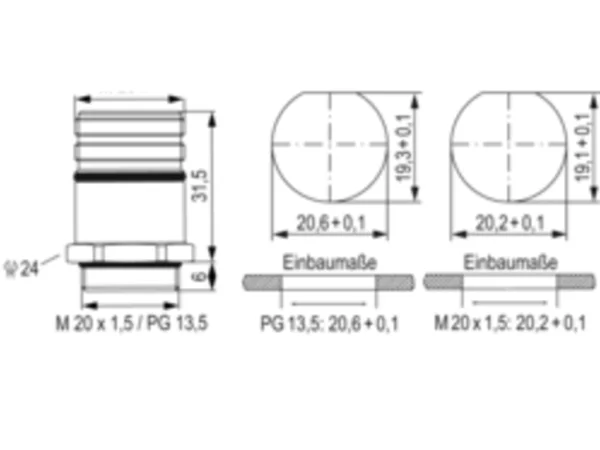 Panel Connector, Male Thread