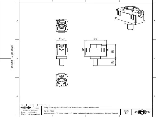 male insert, MIXO, 1MU, screw