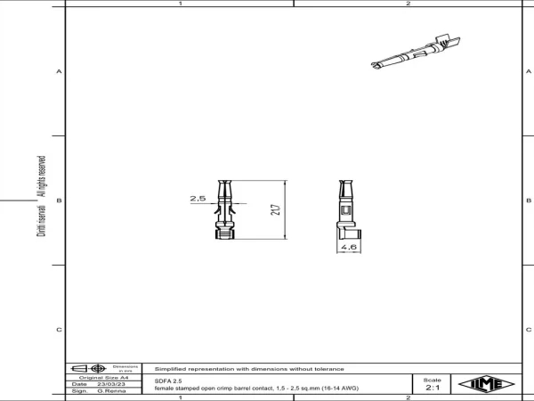 female contact, 1,50-2,50mm², silver, stamped crimp, 10A, series SD