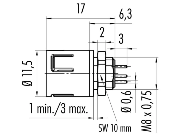 Male panel mount connector
