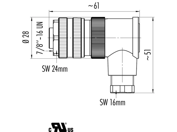 Female angled connector