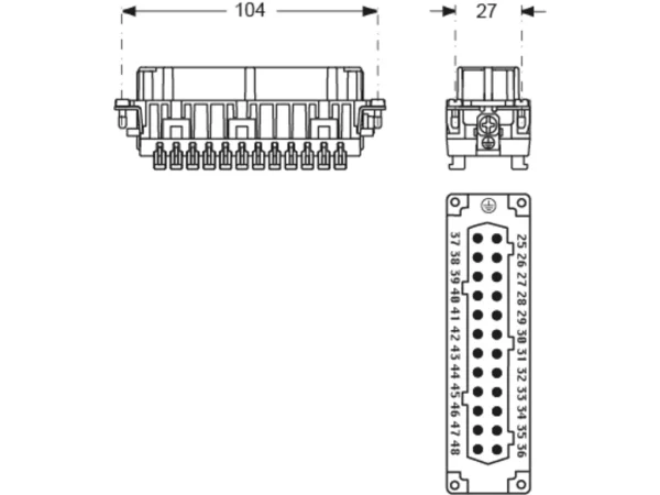 female insert, size 104.62, 24p+PE, SQUICH, 16A, 500V, no.25-48