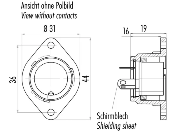 Female panel mount connector