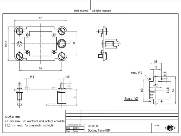 docking frame, size 44.27, stainless steel