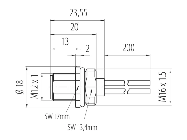 Male panel mount connector