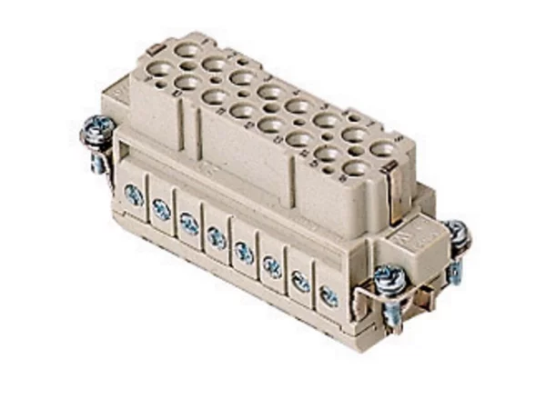 female insert, size 66.16, 16p+PE, silver, screw, 16A, 250V
