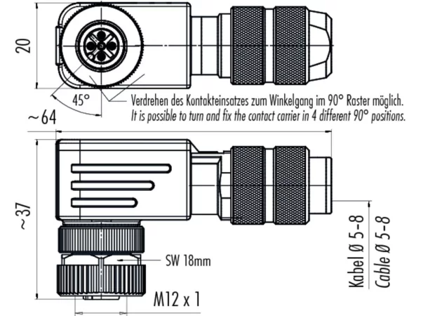 Female angled connector