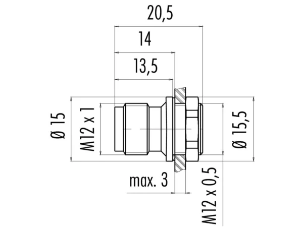 Male panel mount connector