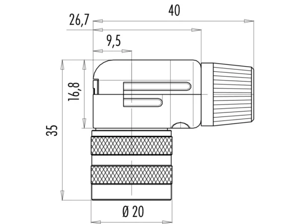 Female angled connector
