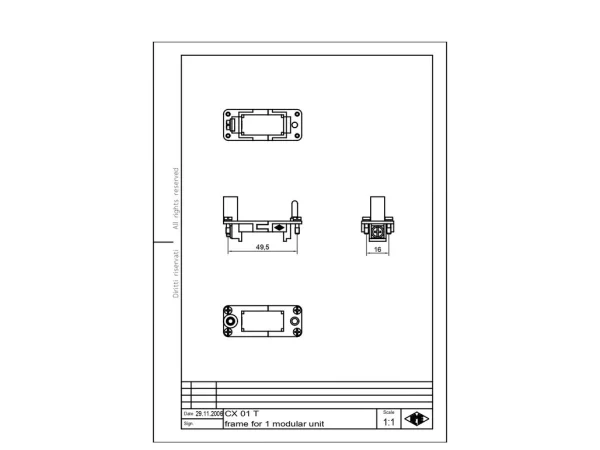 frame, size 49.16, MIXO steel zinc plated, for 1 MU, with PE-connection