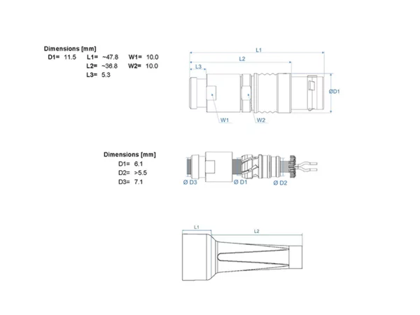 Straight cable plug with back nut for Bend Relief