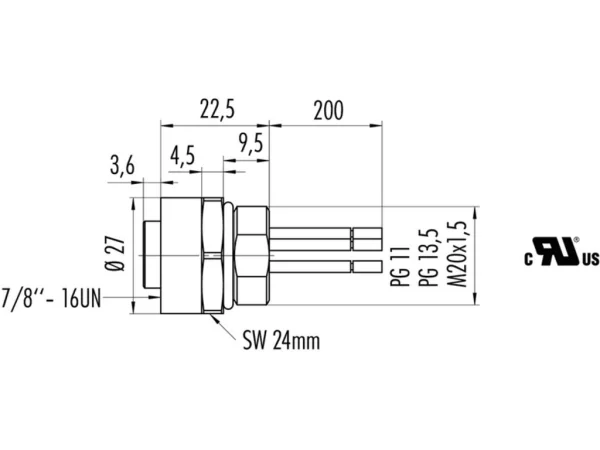 Female panel mount connector