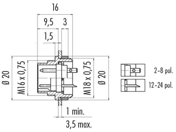 Male panel mount connector