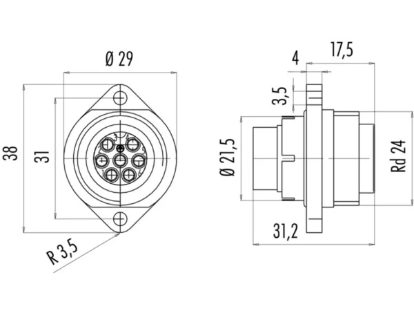 Male panel mount connector