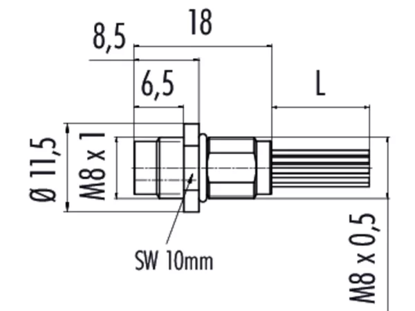 Male panel mount connector