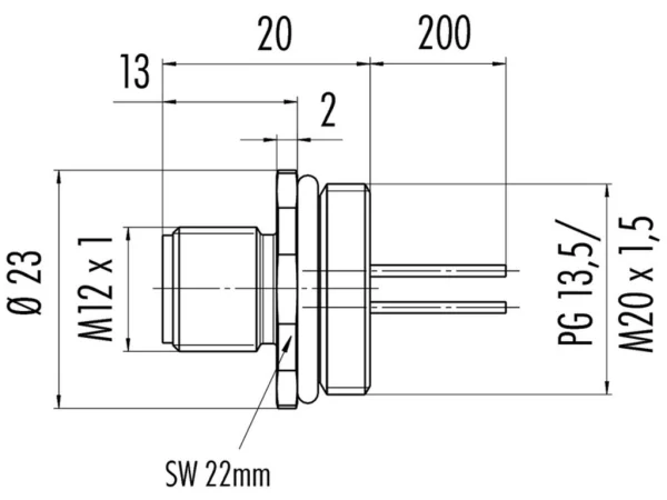 Male panel mount connector