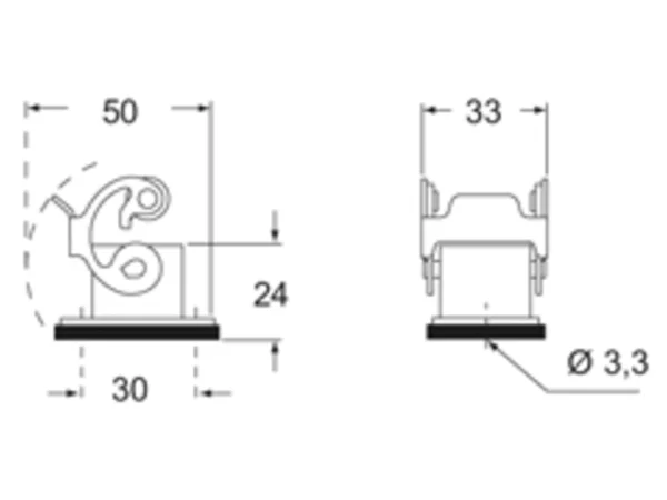 bulkhead mounting housing, size 21.21, 180°C zinc, 1 lever stainless steel