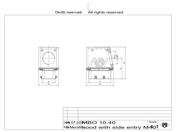 hood, size 57.27, BIG alu, 4 pegs, 1xM40 side, extended terminal compartment