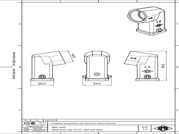 hood, size 21.21, CKA zinc, 2 pegs, 1xM25 side