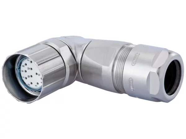 Right Angle Connector, Female Thread, EMC with positioning