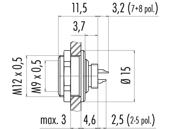 Female panel mount connector