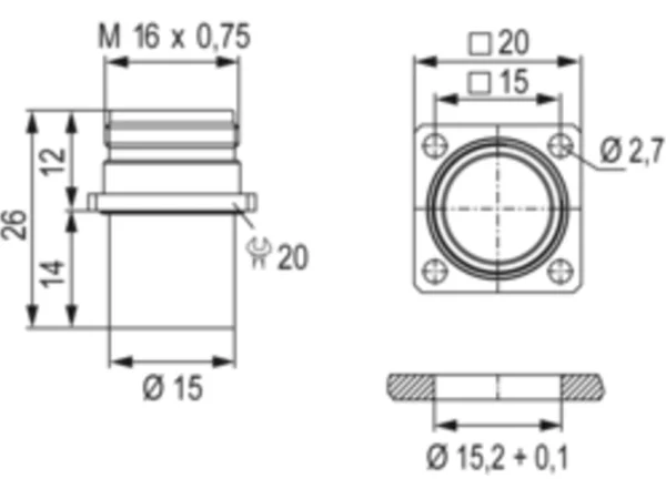 Panel Connector, Male Thread