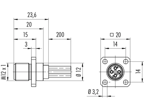 Male panel mount connector