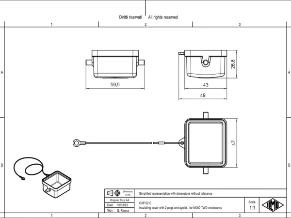 cover, 2 modules, with eyelet